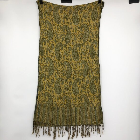 Mustard Yellow Paisley Print Scarf - Picture 5 of 12